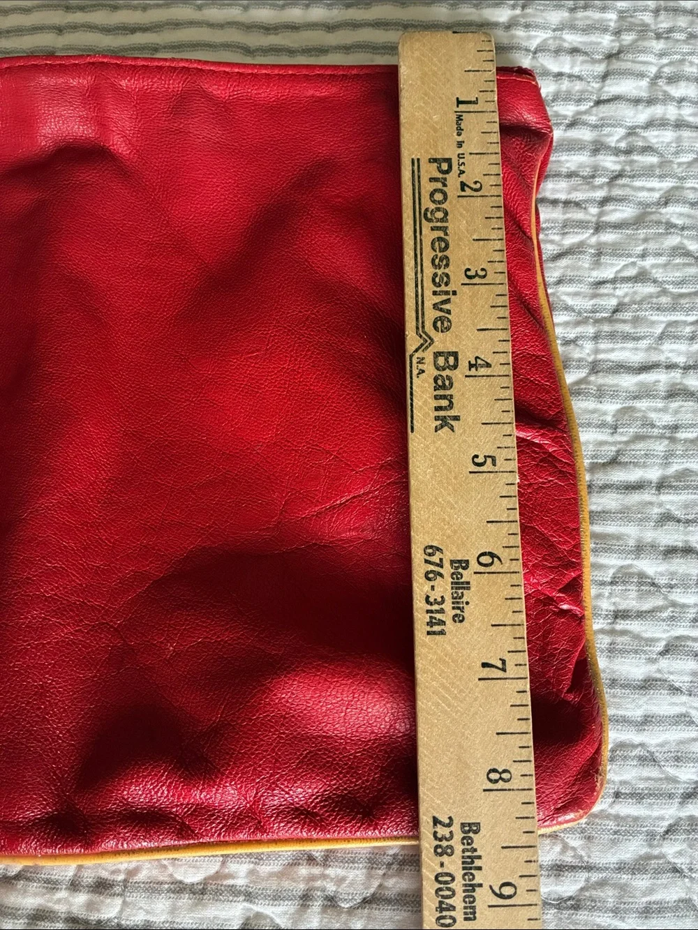 Italian Leather Vintage RED clutch, zip closure, 9X 12 inch 🇮🇹